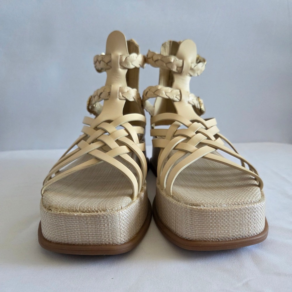 Sam Edelman Women Cream Leather Caged Platform Gladiator Sandals Size 7 NIKKI - Picture 7 of 11